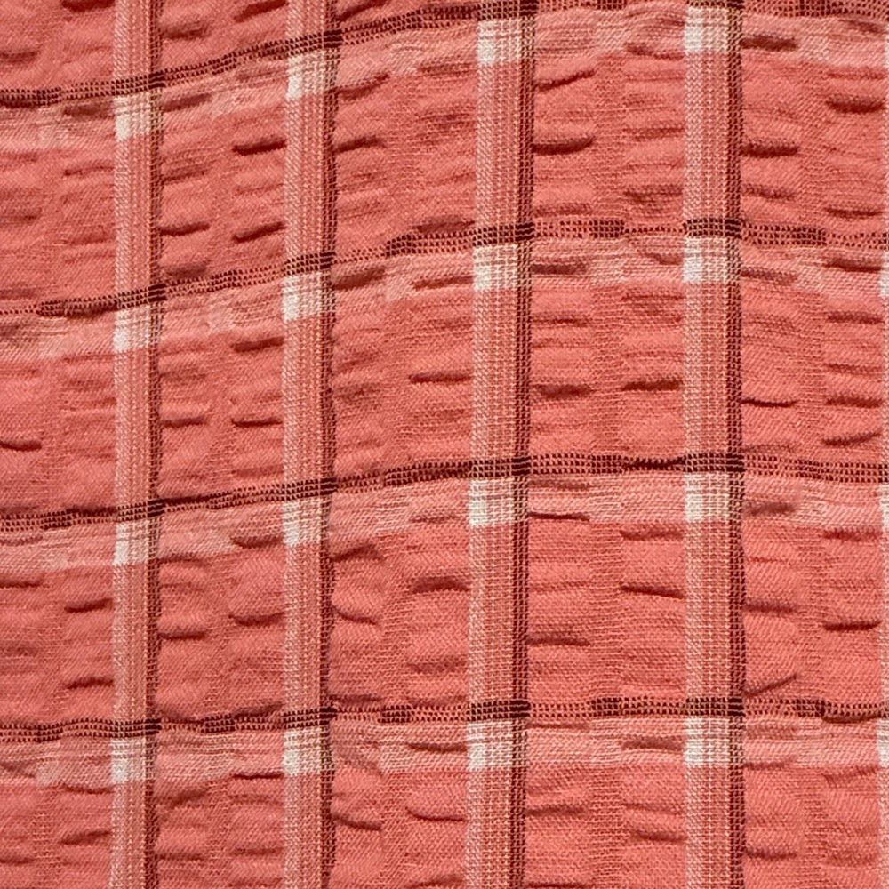L.L. Bean Coral Plaid V-Notch Tunic Top - Picture 3 of 7